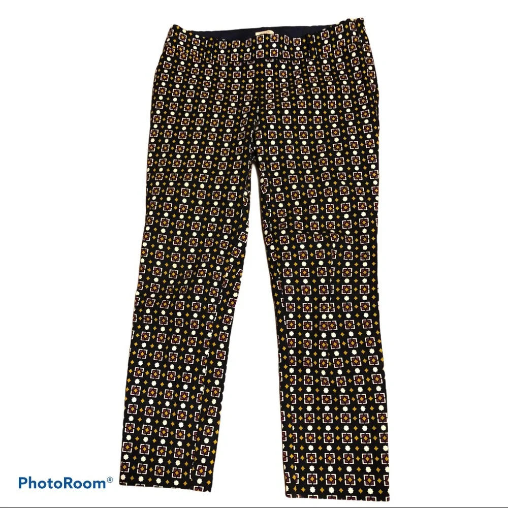 J. Crew Stretch Print Blue Ankle Pants